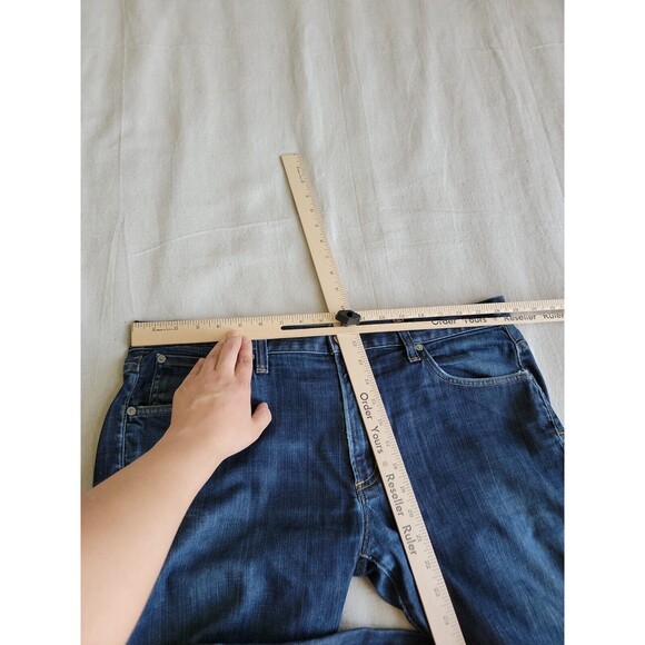 Citizens Humanity Mens Jeans 37x28.5 Straight Distressed Dark Blue Mid Rise USA - Picture 12 of 16